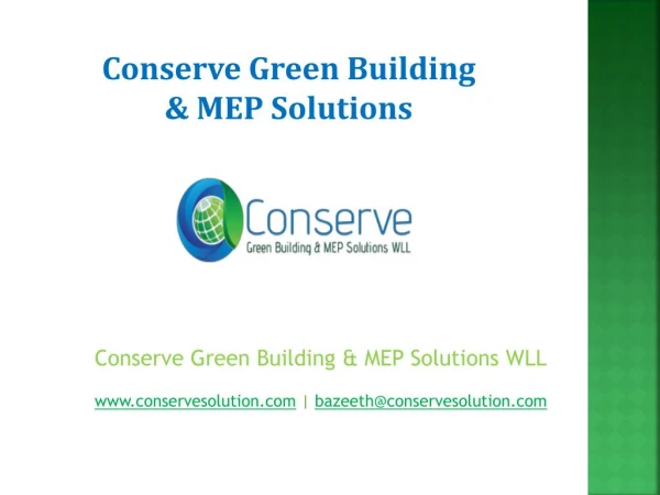 Green Building Services in India - Conserve Solution