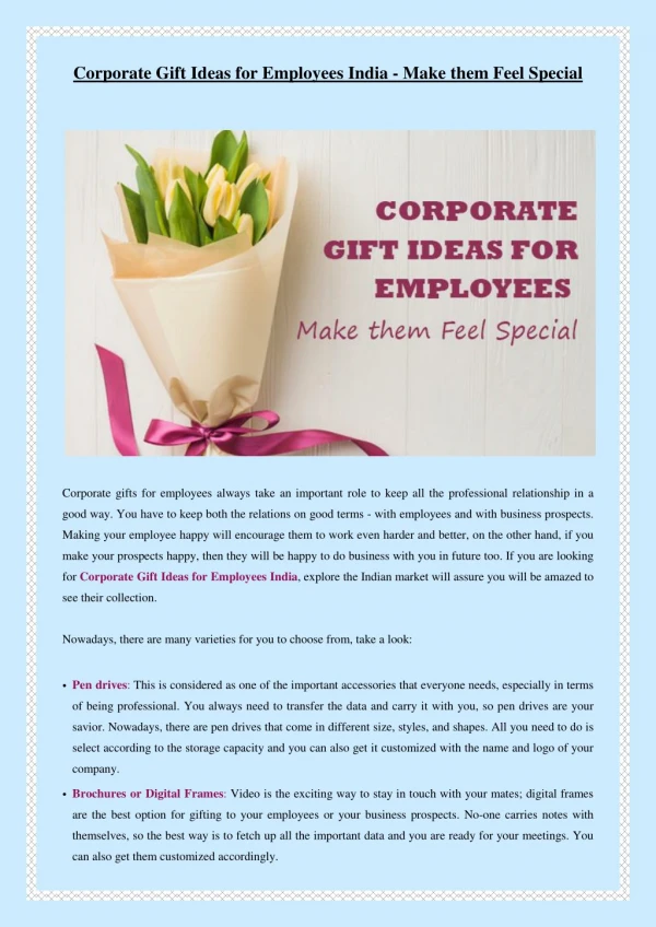 Corporate Gift Ideas for Employees India - Make them Feel Special