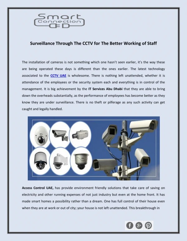 Surveillance Through The CCTV for The Better Working of Staff