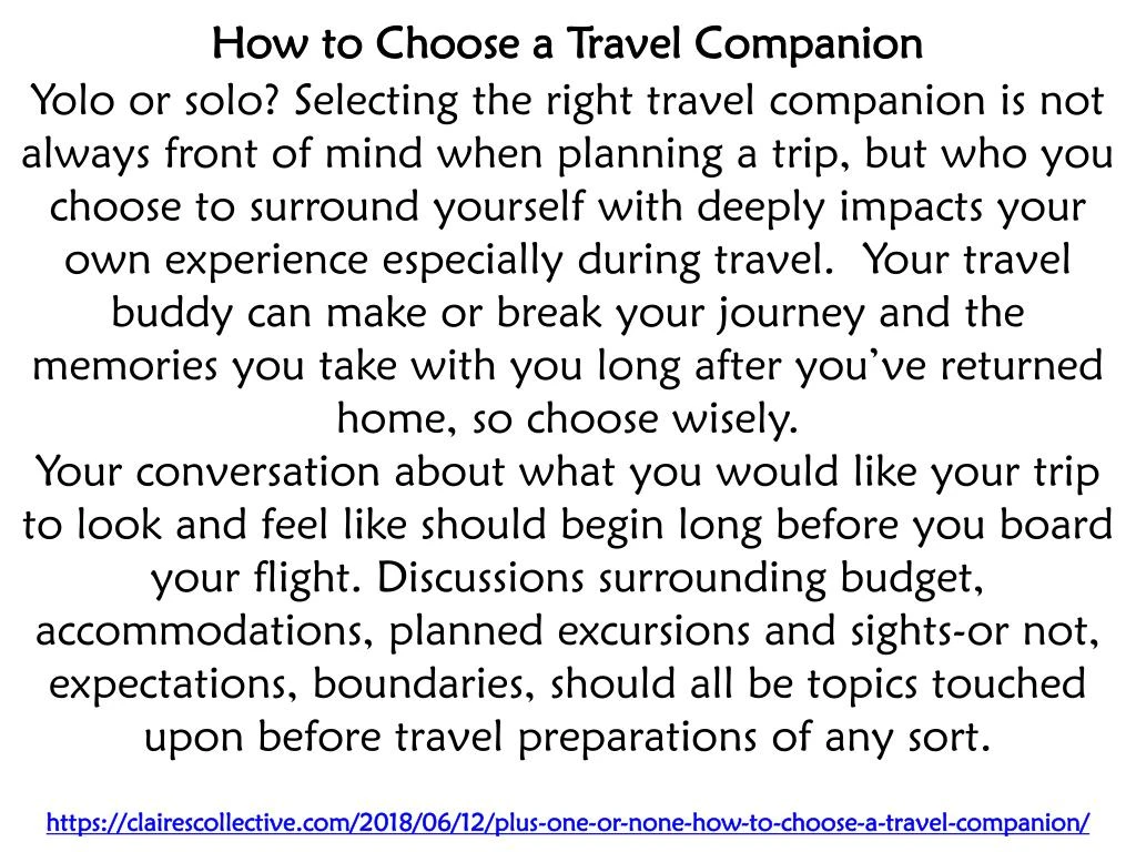 how to choose a travel companion