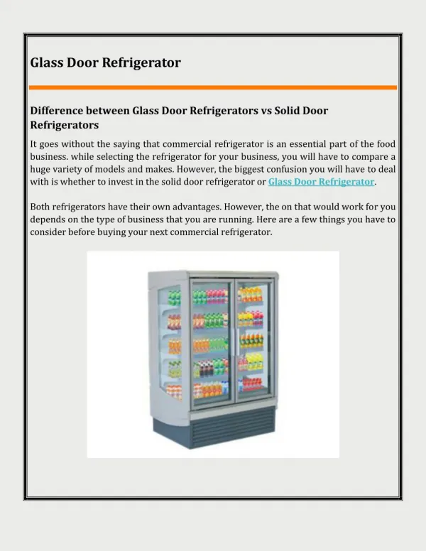 Glass Door Refrigerator - Freezeradvisor