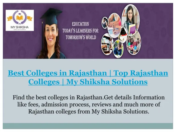 Best Colleges in Rajasthan | Top Rajasthan Colleges | My Shiksha Solutions