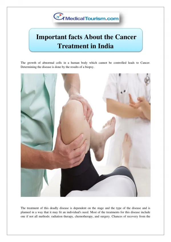 Important facts about the cancer treatment in india