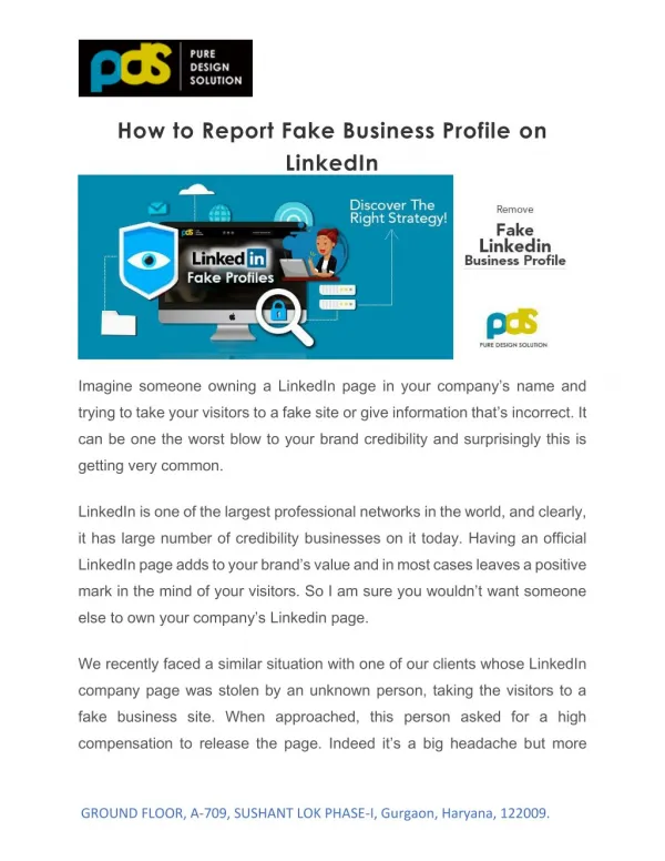 How to Report Fake Business Profile On LinkedIn | Pure Design Solution
