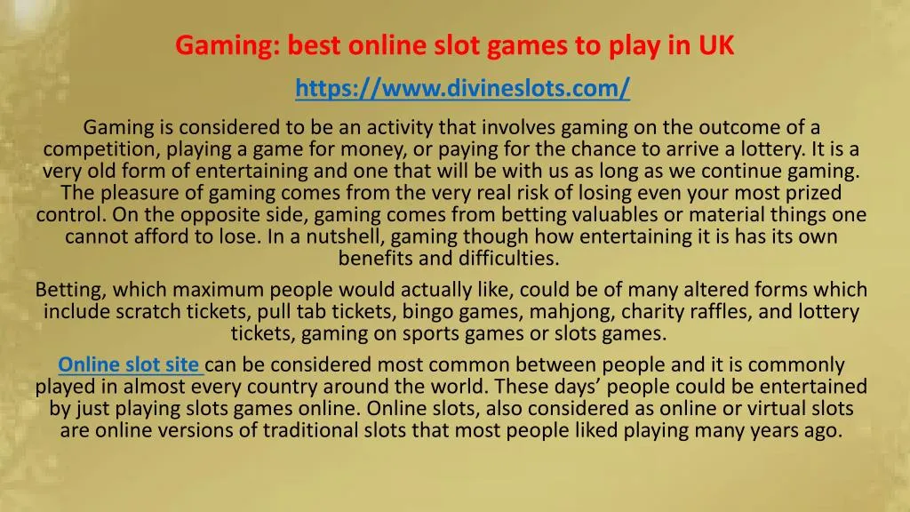 gaming best online slot games to play in uk