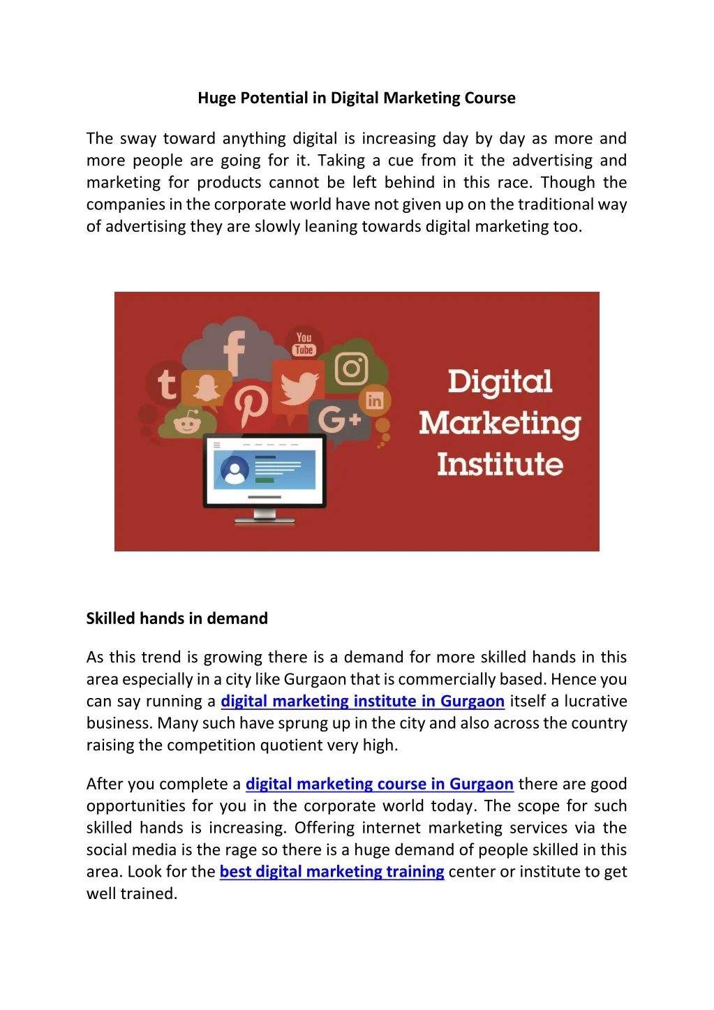 huge potential in digital marketing course