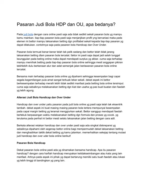 pasaran judi bola hdp dan ou apa bedanya
