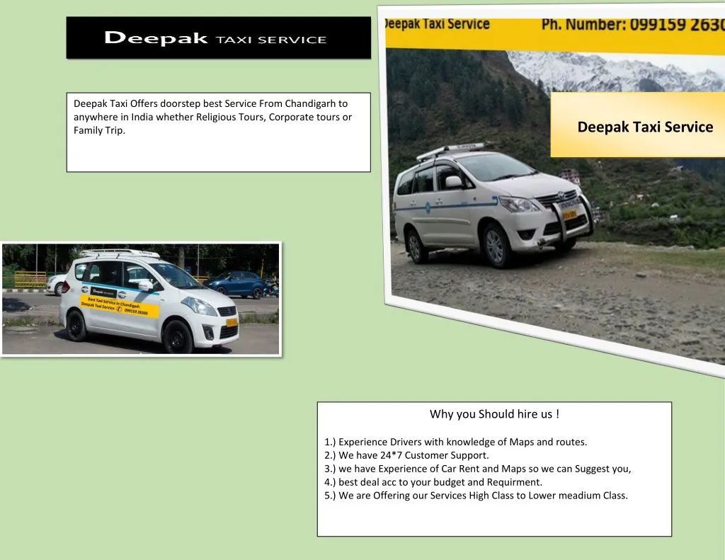 deepak taxi offers doorstep best service from