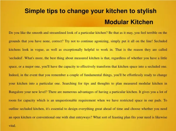 Simple tips to change your kitchen to stylish Modular Kitchen