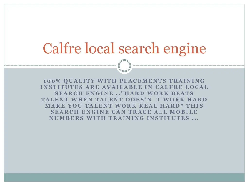 calfre local search engine