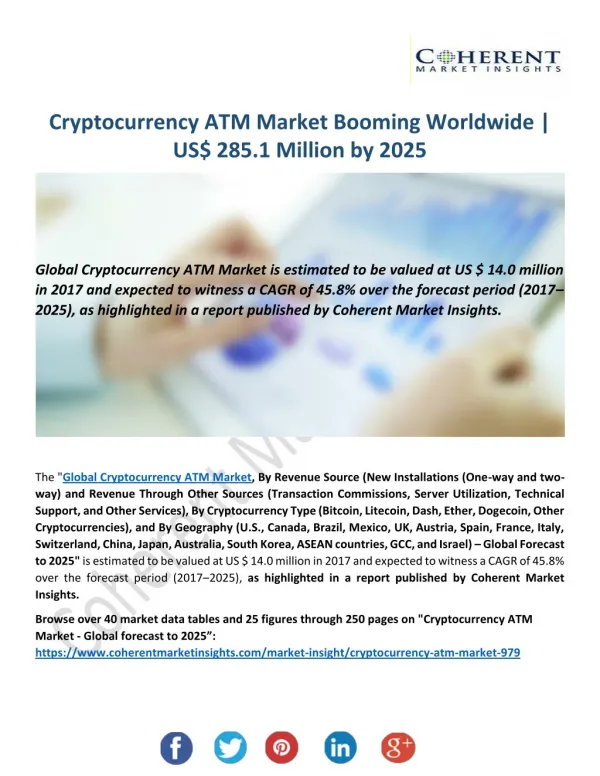 Cryptocurrency ATM Market Top-Vendor And Industry Analysis By End-User Segments Till 2025