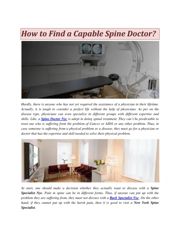How to Find a Capable Spine Doctor