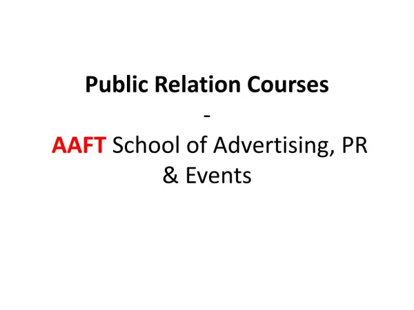 Public Relation Management Courses