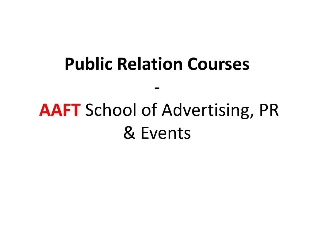 public relation courses aaft school