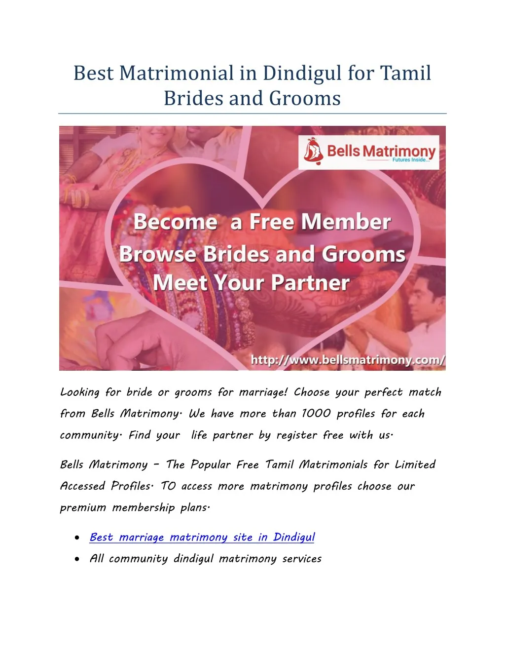 best matrimonial in dindigul for tamil brides