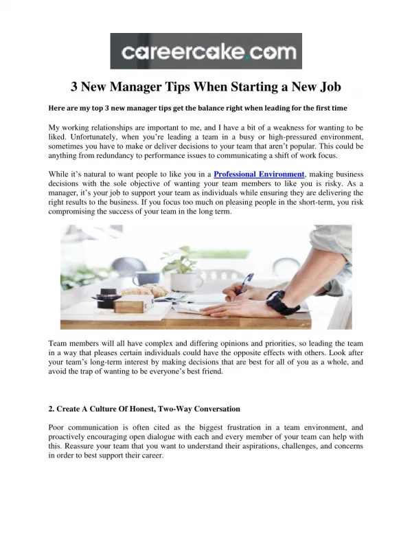 3 New Manager Tips When Starting a New Job in UK