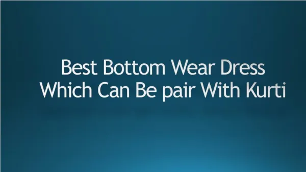 Worn Your Kurti With This Bottom Wear