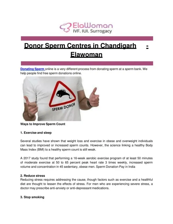 Find Sperm Donors in Kanpur - Elawoman