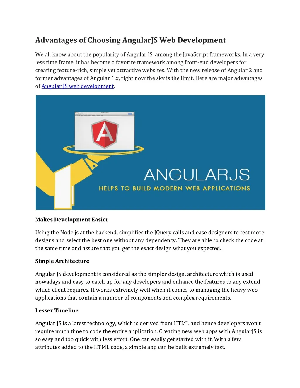 advantages of choosing angularjs web development