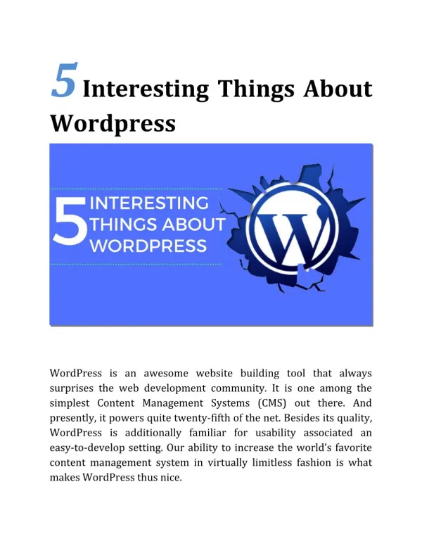 5 Interesting Things About Wordpress