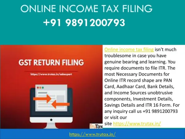 Online income tax filing 91 9891200793