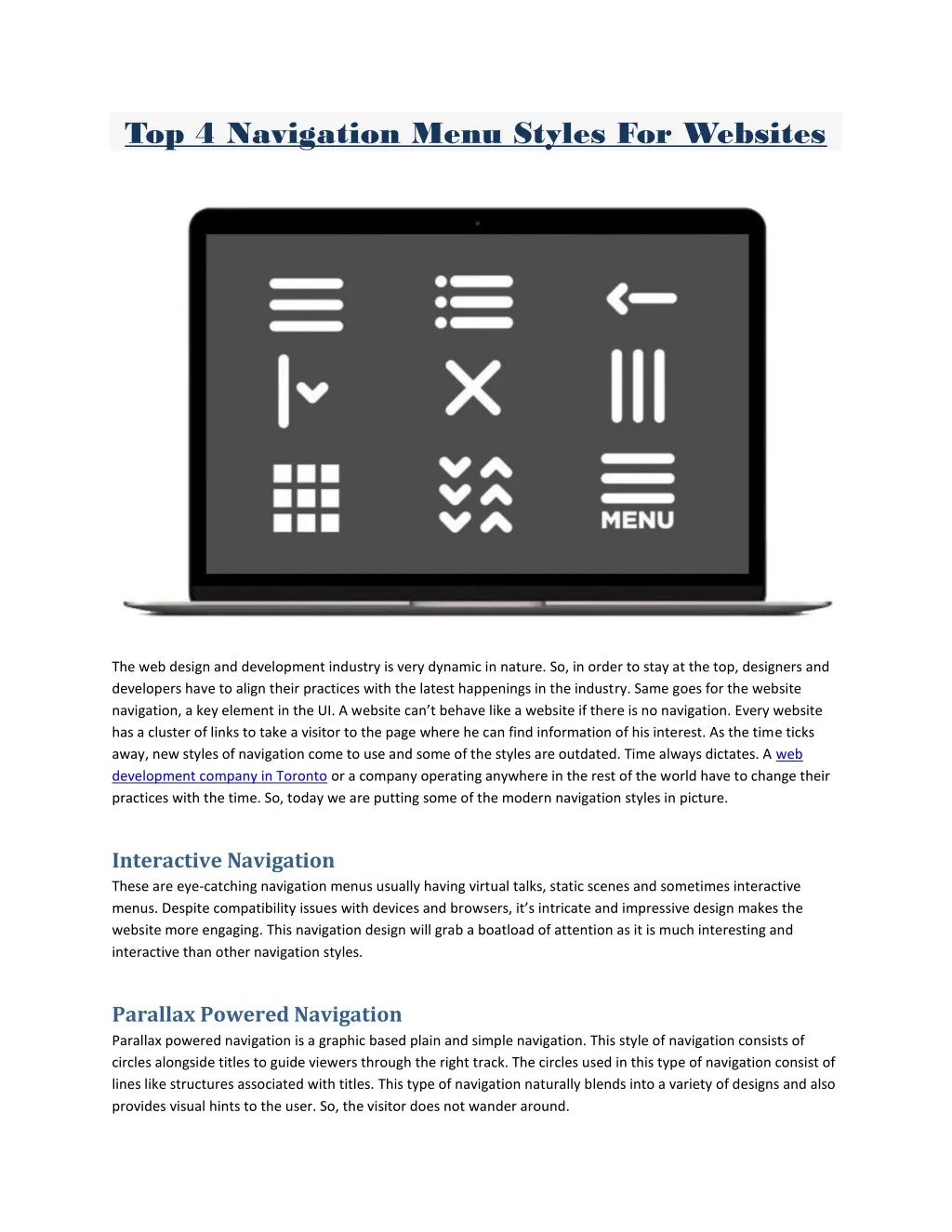 top 4 navigation menu styles for websites