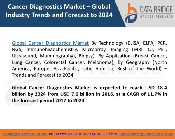 Global Cancer Diagnostics Market â€“ Trends and Forecast to 2024