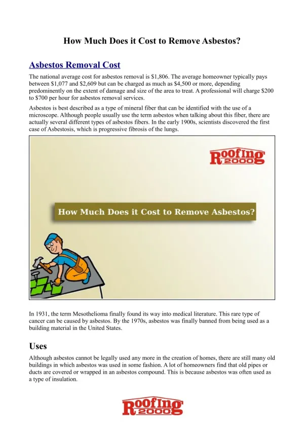 What Is The Cost Of Removing Asbestos Removing ?