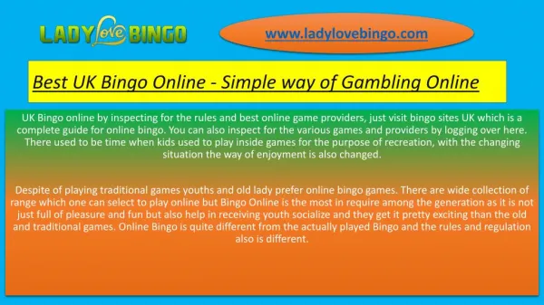Best UK Bingo Online - Simple way of Gambling Online