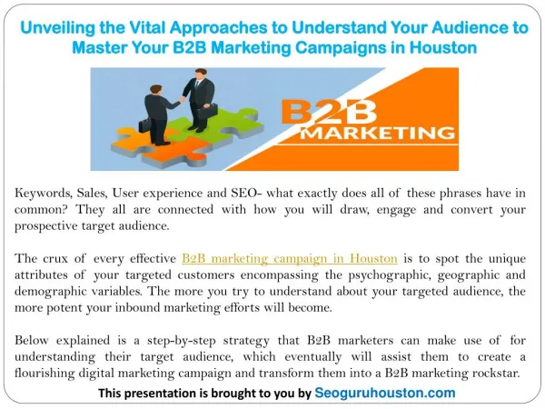 Unveiling the Vital Approaches to Understand Your Audience to Master Your B2B Marketing Campaigns in Houston