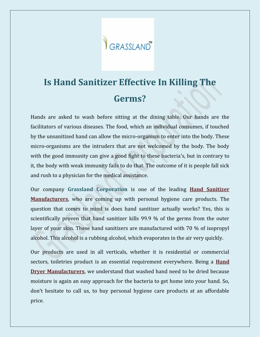 is hand sanitizer effective in killing the