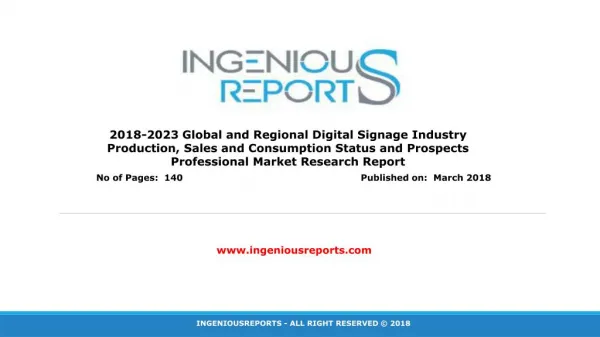 Global Digital Signage Industry Market Production,Research and Forecast Analysis : 2018-2023