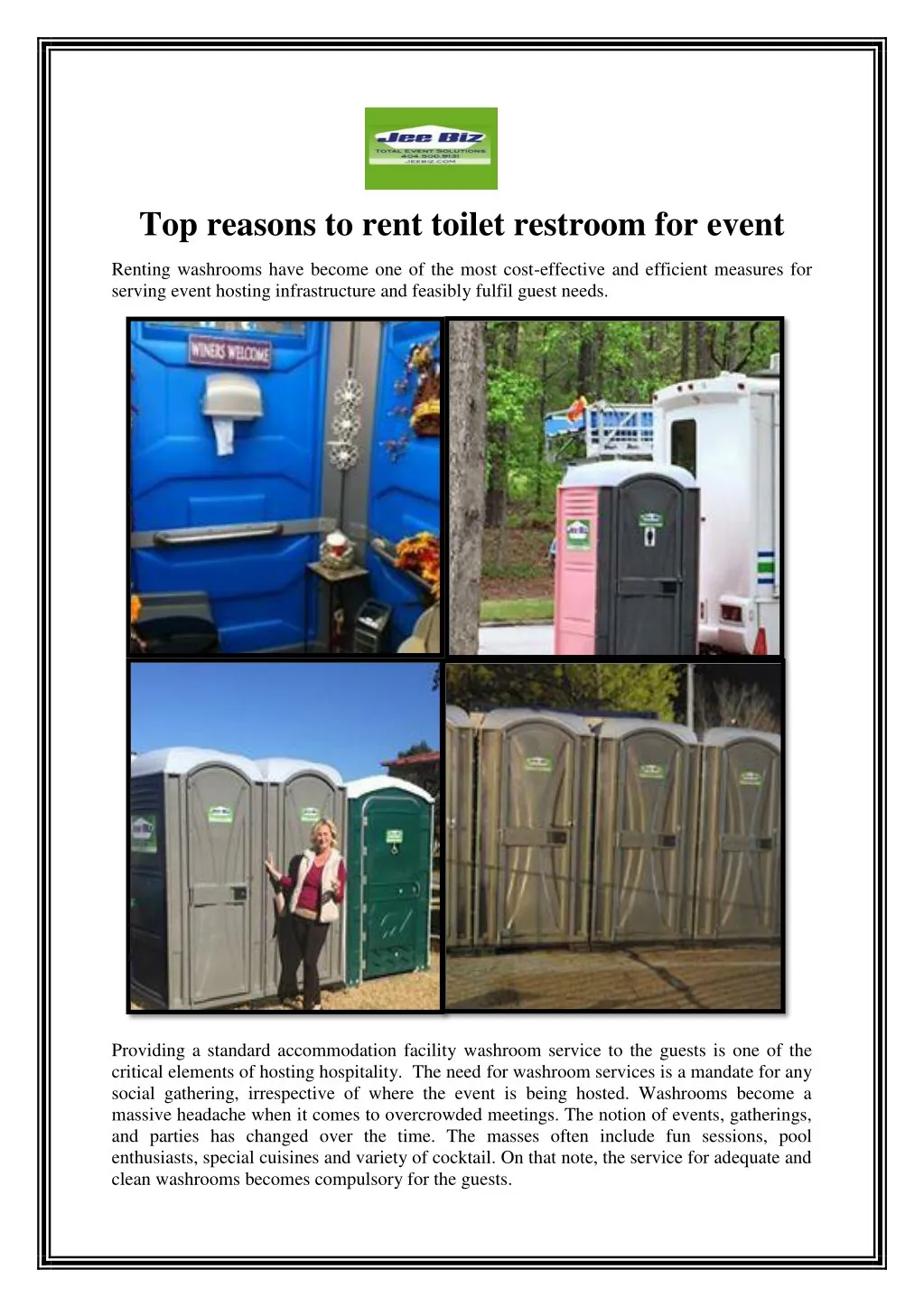 top reasons to rent toilet restroom for event