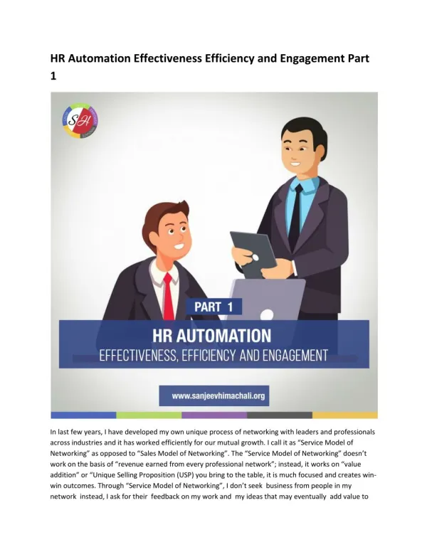 HR Automation Effectiveness Efficiency and Engagement Part 1