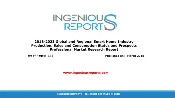 2018-2023 : Smart Home Industry Global Forecast, Market Growth, Size and Research Reports