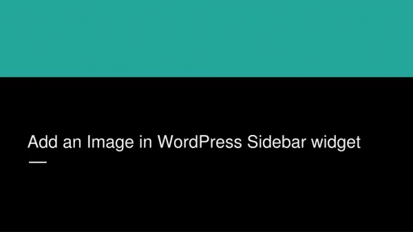 Add an Image in WordPress Sidebar Widget