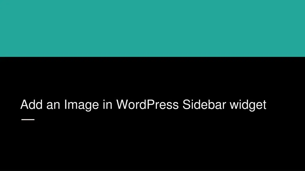 add an image in wordpress sidebar widget