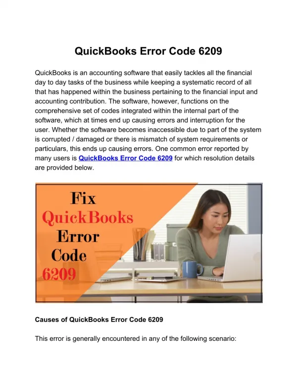 QuickBooks Error Code 6209