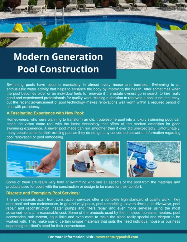 Modern Generation Pool Construction and Remodeling