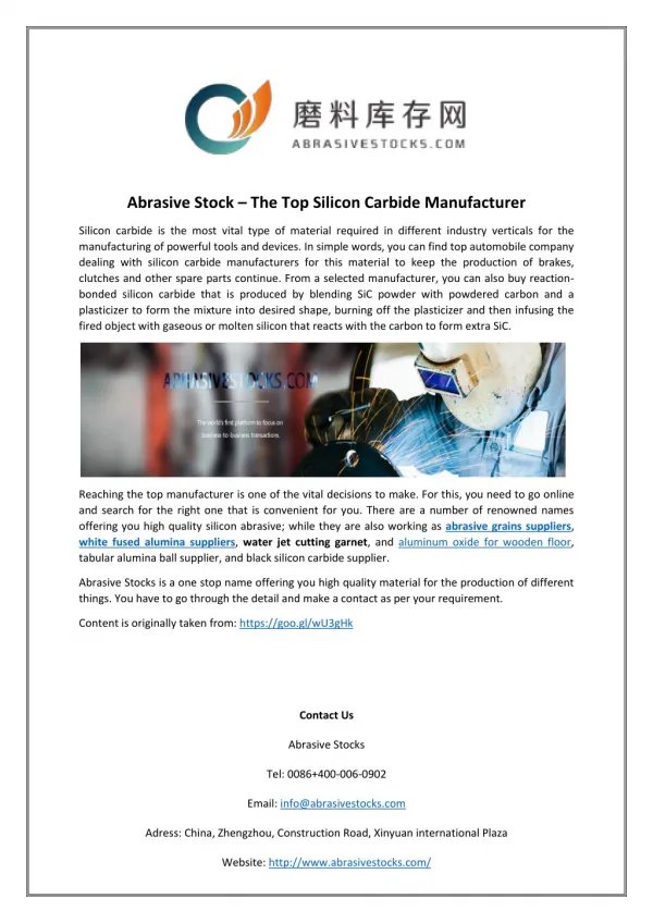 Abrasive Stock – The Top Silicon Carbide Manufacturer