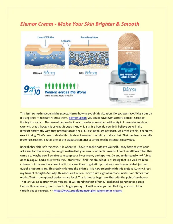 Elemor Cream - Reduce Maturing Signs Easily