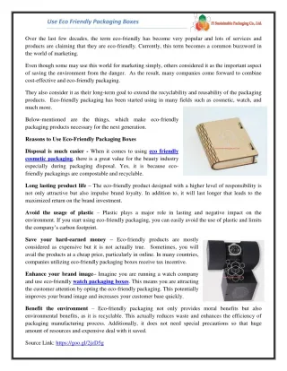 Use Eco Friendly Packaging Boxes - slide 1