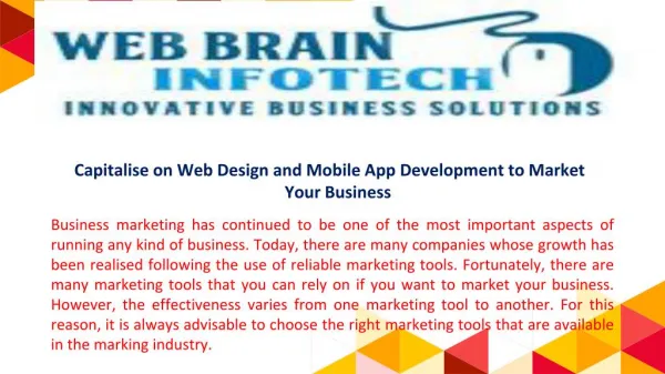 Capitalise on Web Design and Mobile App Development to Market Your Business