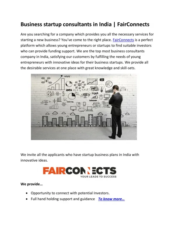 Business Startup Consultants in India | FairConnects