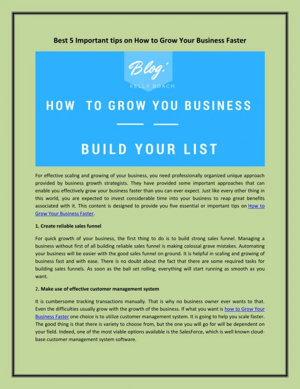 Best 5 Important tips on How to Grow Your Business Faster