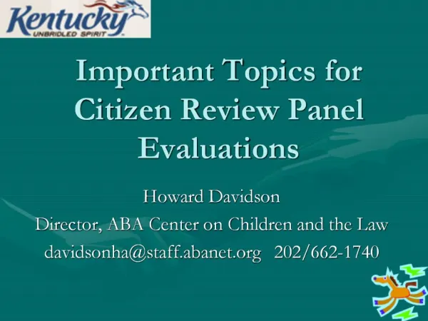 Important Topics for Citizen Review Panel Evaluations