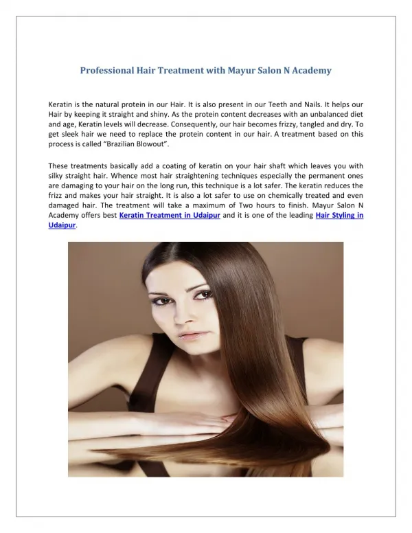 Professional Hair Treatment with Mayur Salon N Academy