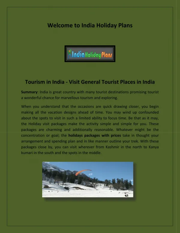 Travel Agents in India, tourism place in India - indiaholidayplans