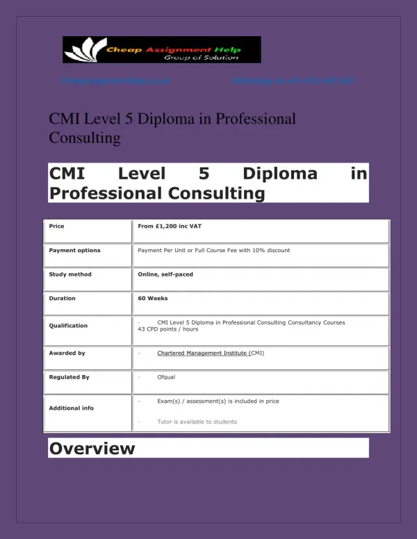 CMI level 5 Diploma of profestional consulting