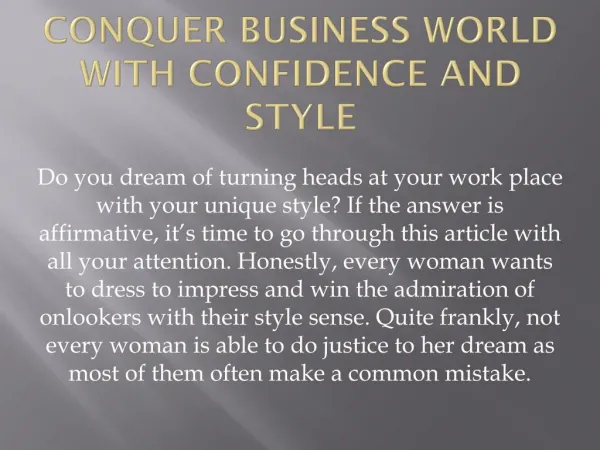 Conquer Business World with Confidence and Style